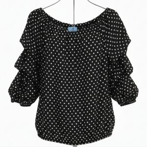 CeCe Black and White Polka Dot Blouse